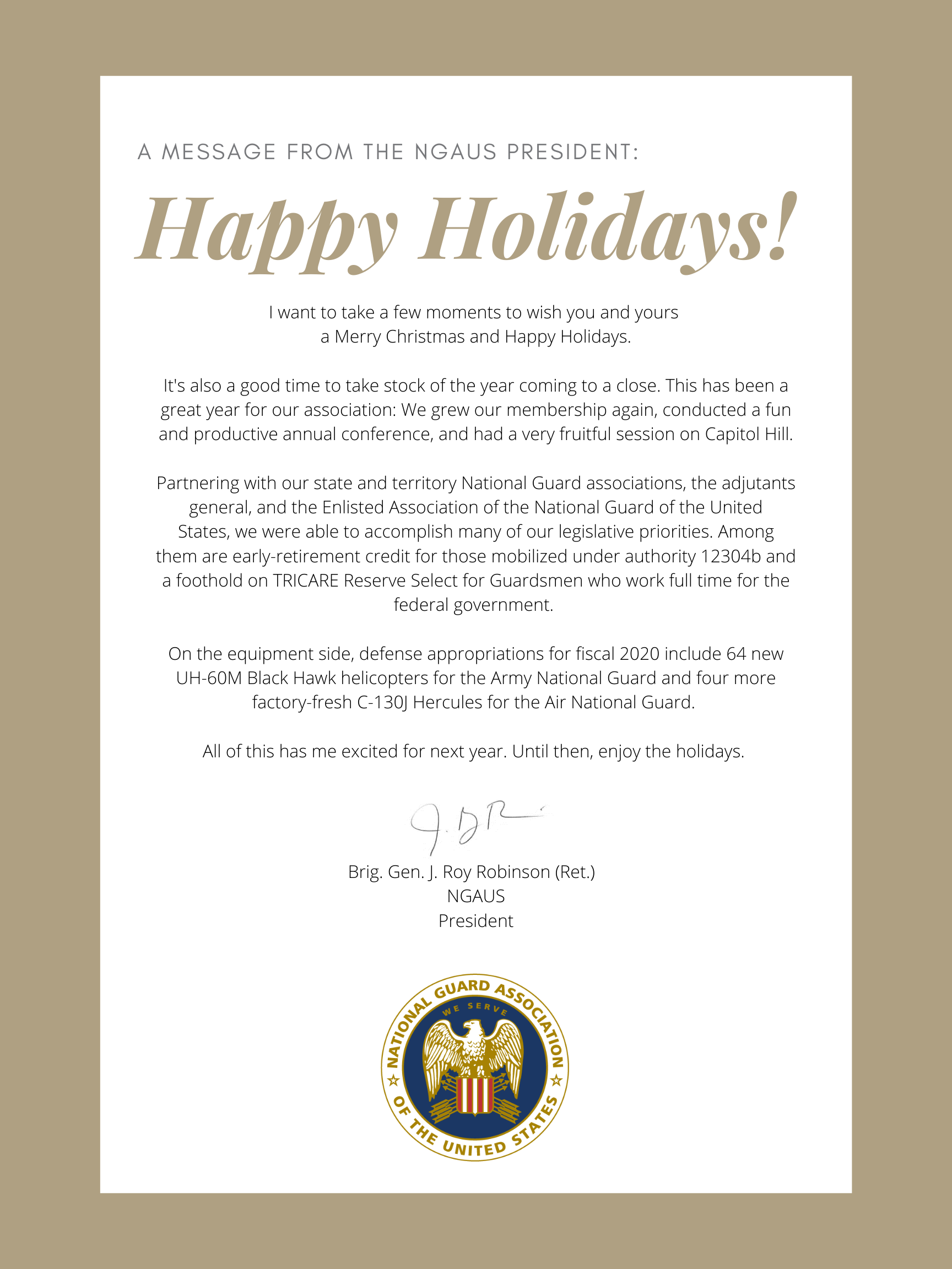 Holiday Message 2019