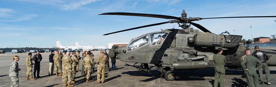 AH-64D Apache Helicopter on landing strip