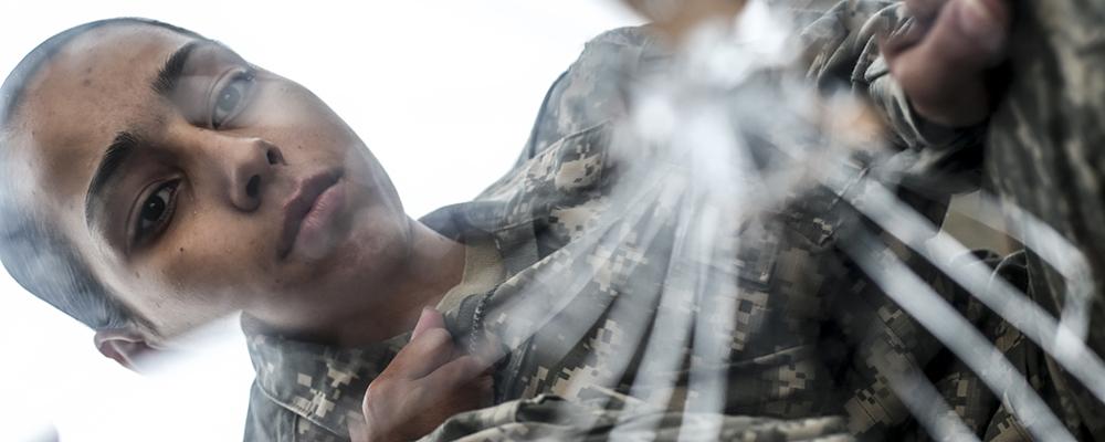 Army_Guardsman looking at self in broken mirror Thumbnail