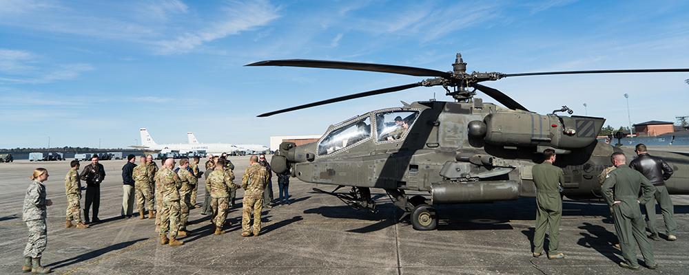 AH-64D Apache Helicopter on landing strip
